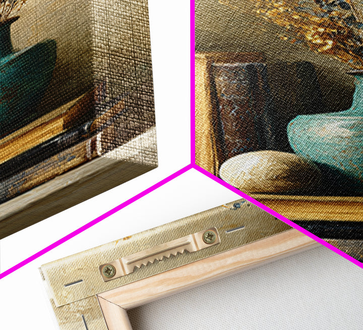 Sunlit Interior Still Life Framed Canvas Print, Art, Art Prints, Living Room Decor, Fine Art, Framed Wall Art, ART-2x3-94