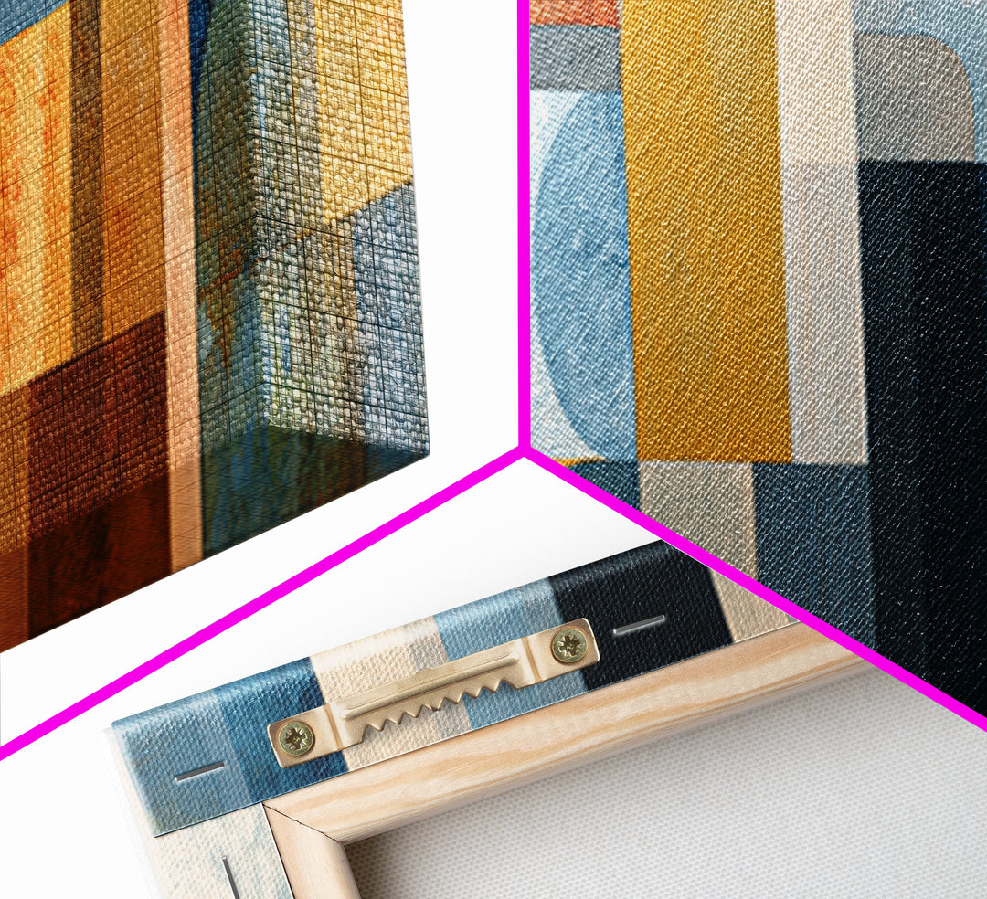 Geometric Color Study Framed Canvas Print, Art, Metal Wall Art, Living Room Decor, Abstract Art, Textured Wall Art, ART-3x1-1