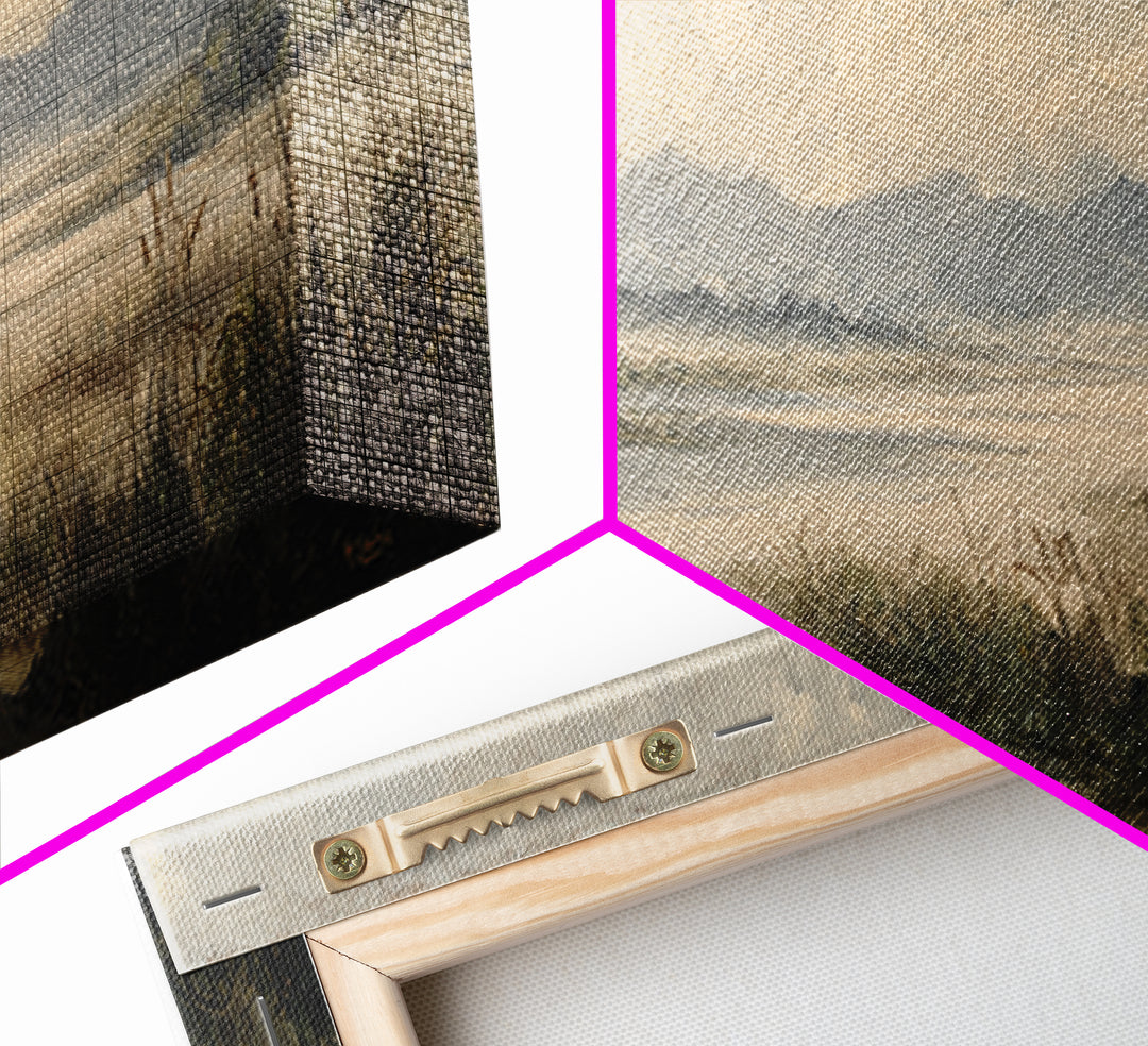 Classic Landscape with Winding River and Atmospheric Canvas Print, Art, Gallery Decor, Living Room Decor, Fine Art, ART-3x1-19
