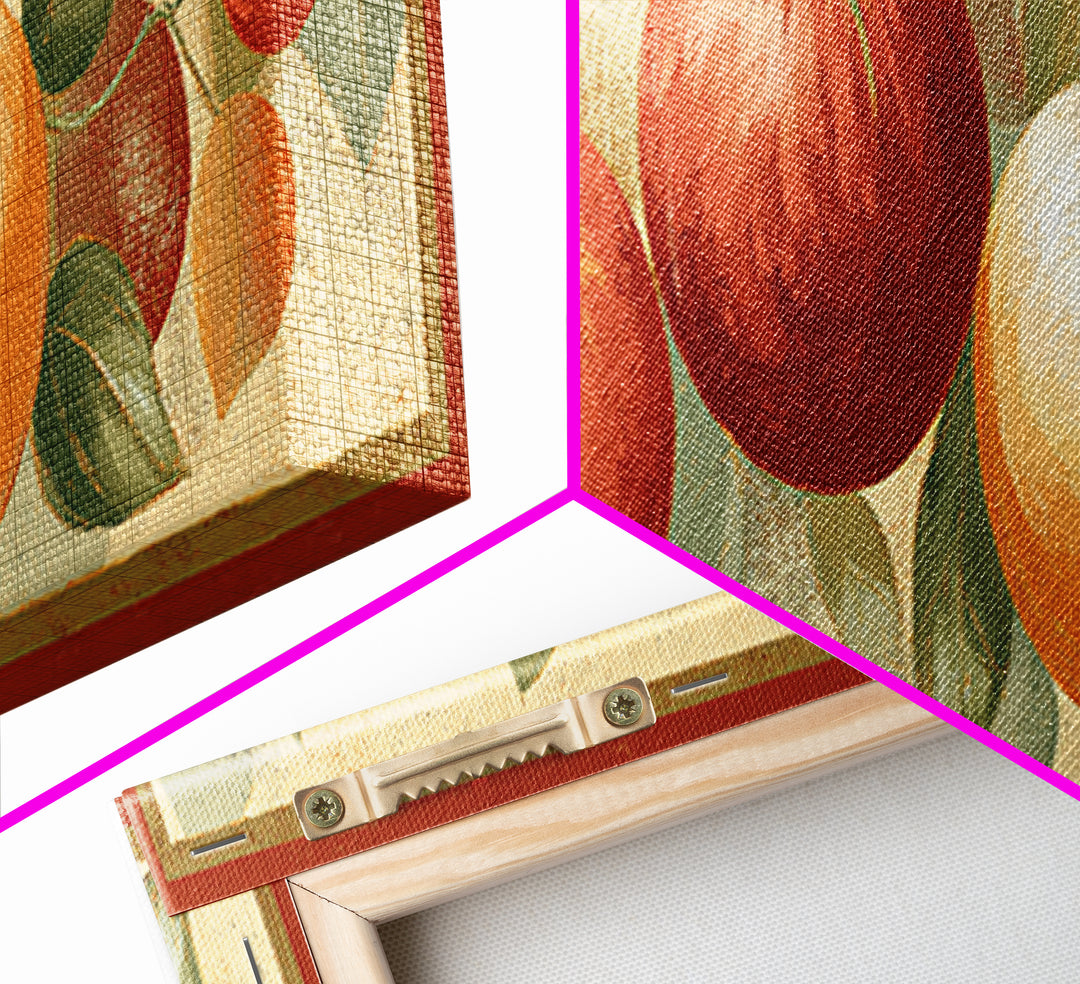 Bold Pop Fruit Composition Framed Canvas Print, Art, Boho Wall Art, Living Room Decor, Watercolor Art, Textured Painting, ART-3x1-32