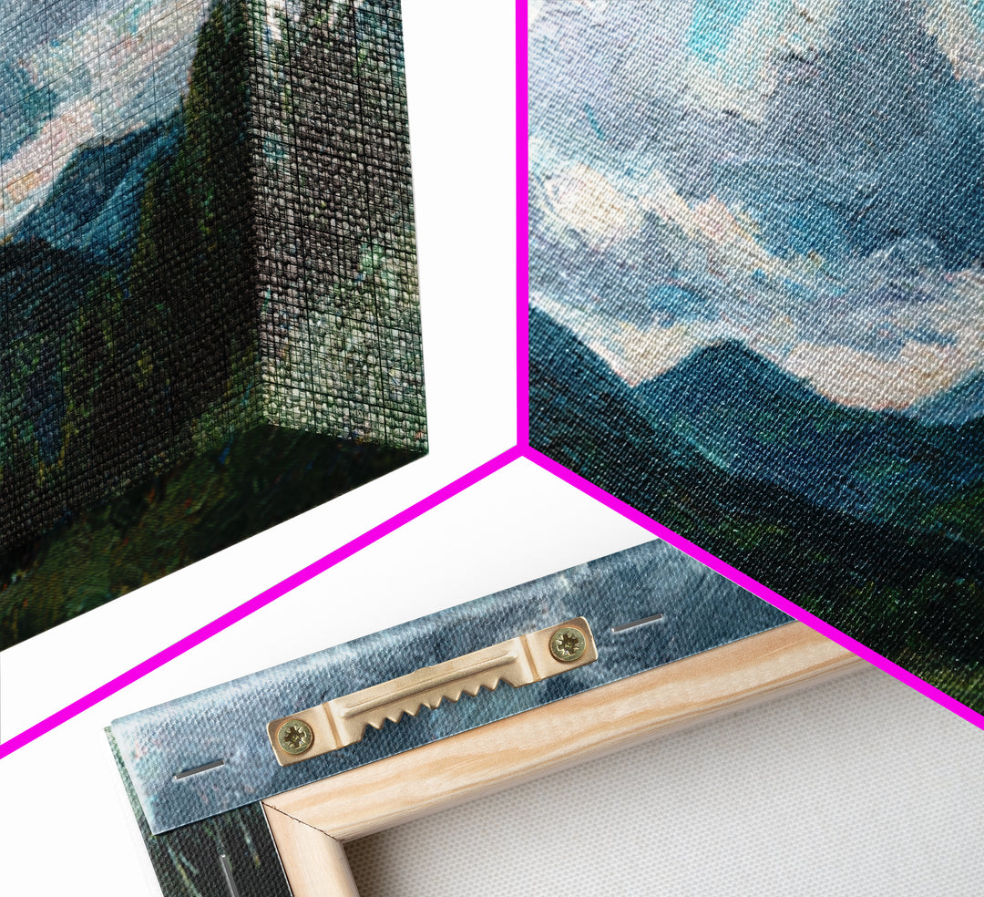 Quiet Mountain Scene Canvas Print, Art, Digital Wall Art, Living Room Decor, Oil Painting, Framed Art, Wood Wall Art, ART-3x1-33