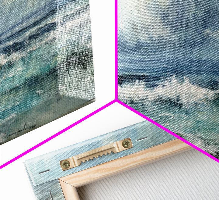 Dramatic Seascape with Foam and Storm Clouds Canvas Print, Art, Horizontal Wall Art, Living Room Decor, Fine Art, ART-3x1-40