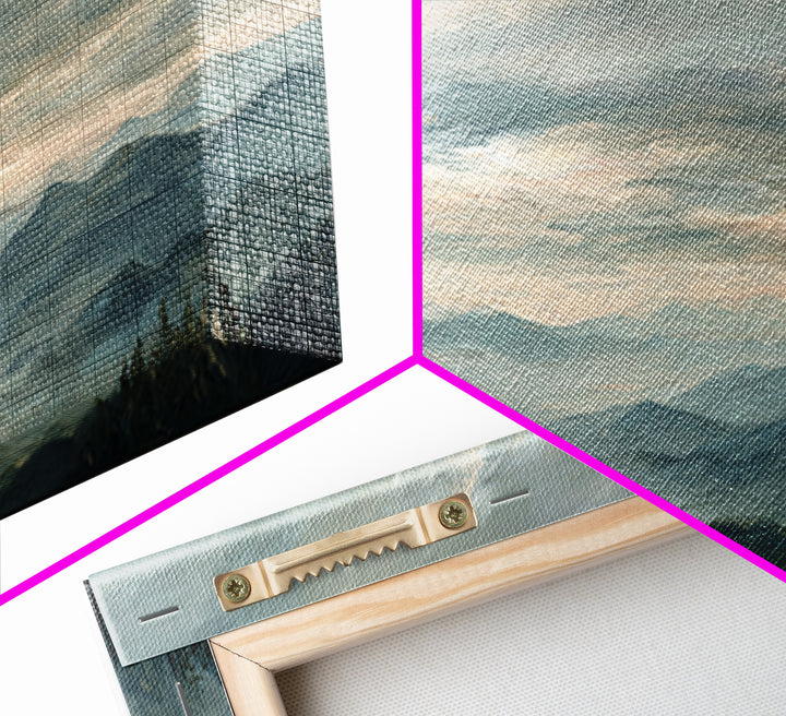 Quiet Mountain Scene Framed Canvas Print, Art, Framed Wall Art, Living Room Decor, Fine Art, Resin Art, Boho Wall Art, ART-3x1-81