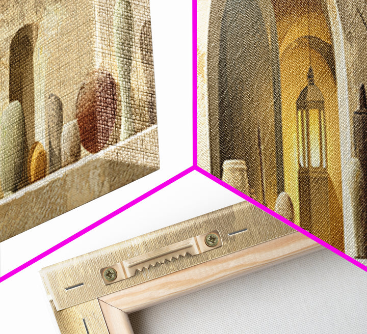 Architectural Archway in Warm Mediterranean Light Canvas Print, Art, Digital Art, Living Room Decor, Watercolor Art, ART-3x1-86