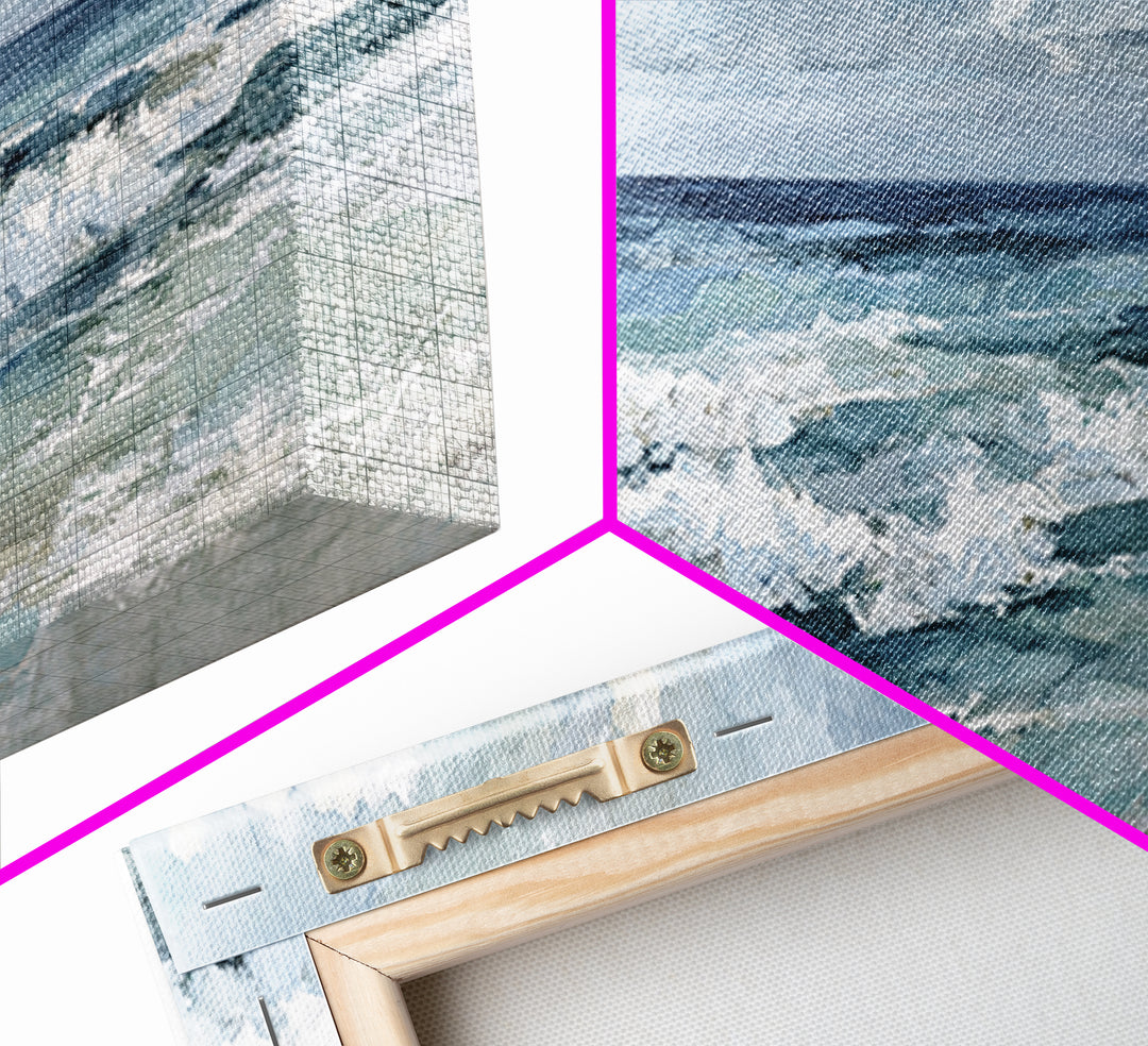 Dramatic Seascape with Foam and Storm Clouds Canvas Print, Art, Textured Painting, Living Room Decor, Oil Painting, ART-3x1-88