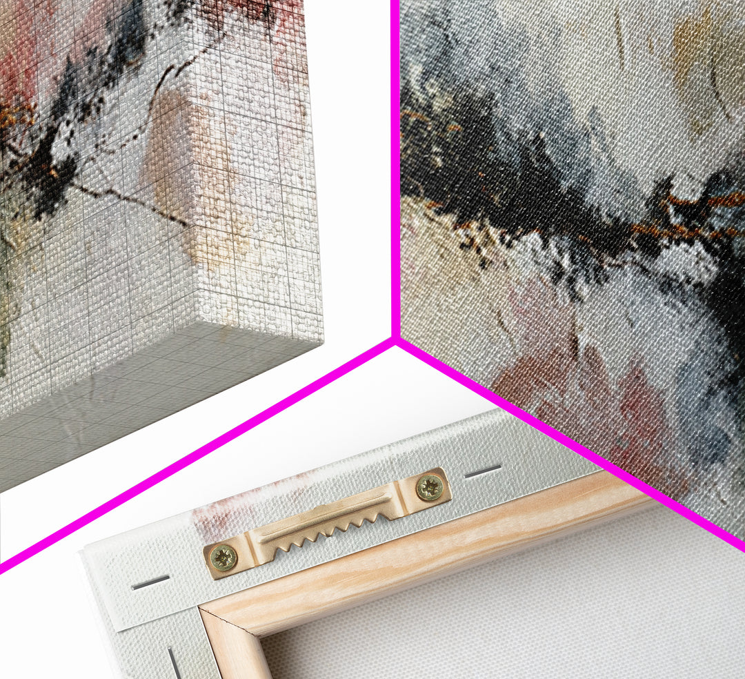 Contemporary Abstract with Layered Pigments and Energetic Canvas Print, Art, Canvas Wall Art, Living Room Decor, ART-3x1-90