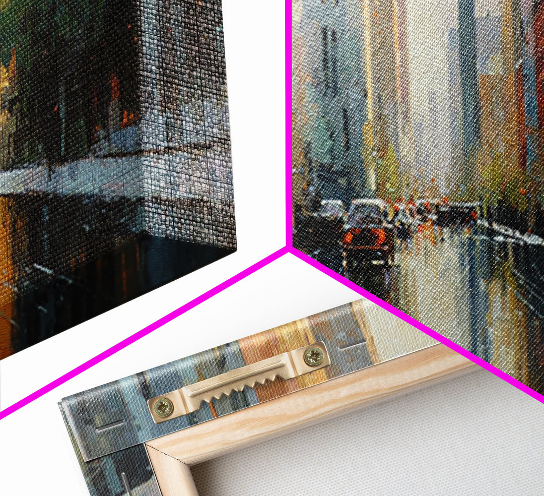 Moody City Scene Reflected Canvas Print, Art, Canvas Art, Living Room Decor, Fine Art, Horizontal Wall Art, Home Decor, ART-3x1-98