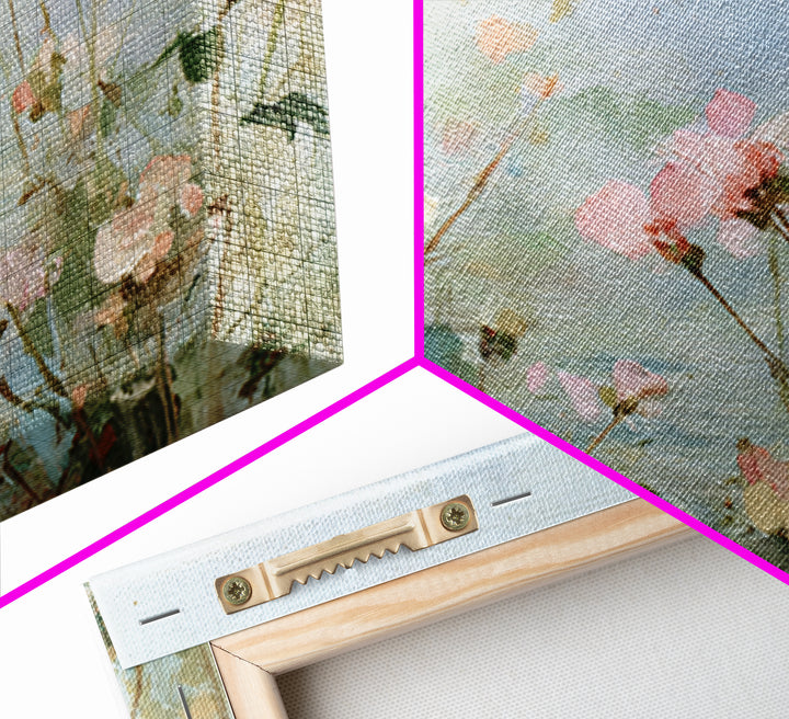 Painterly Meadow with Loose Impressionist Flowers Framed Canvas Print, Art, Art Deco, Living Room Decor, Fine Art, ART-3x2-19