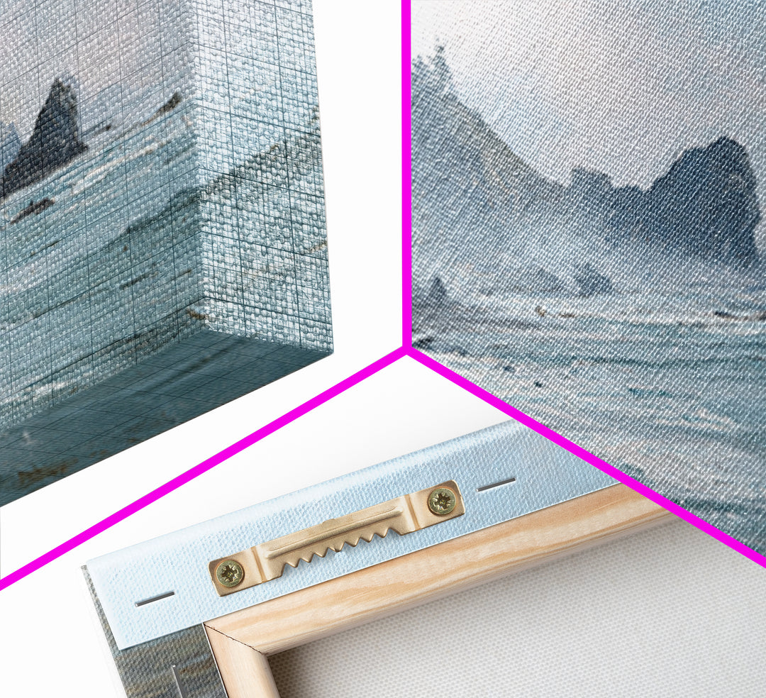 Dramatic Seascape with Foam and Storm Clouds Framed Canvas Print, Art, Living Room Decor, Fine Art, Art Nouveau, ART-3x2-28