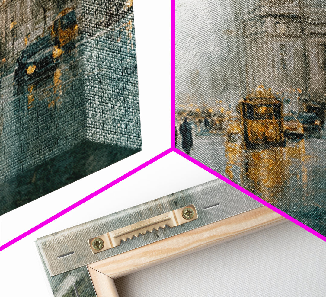 Moody City Scene Reflected Canvas Print, Art, Metal Wall Art, Living Room Decor, Fine Art, Textured Wall Art, ART-3x2-38