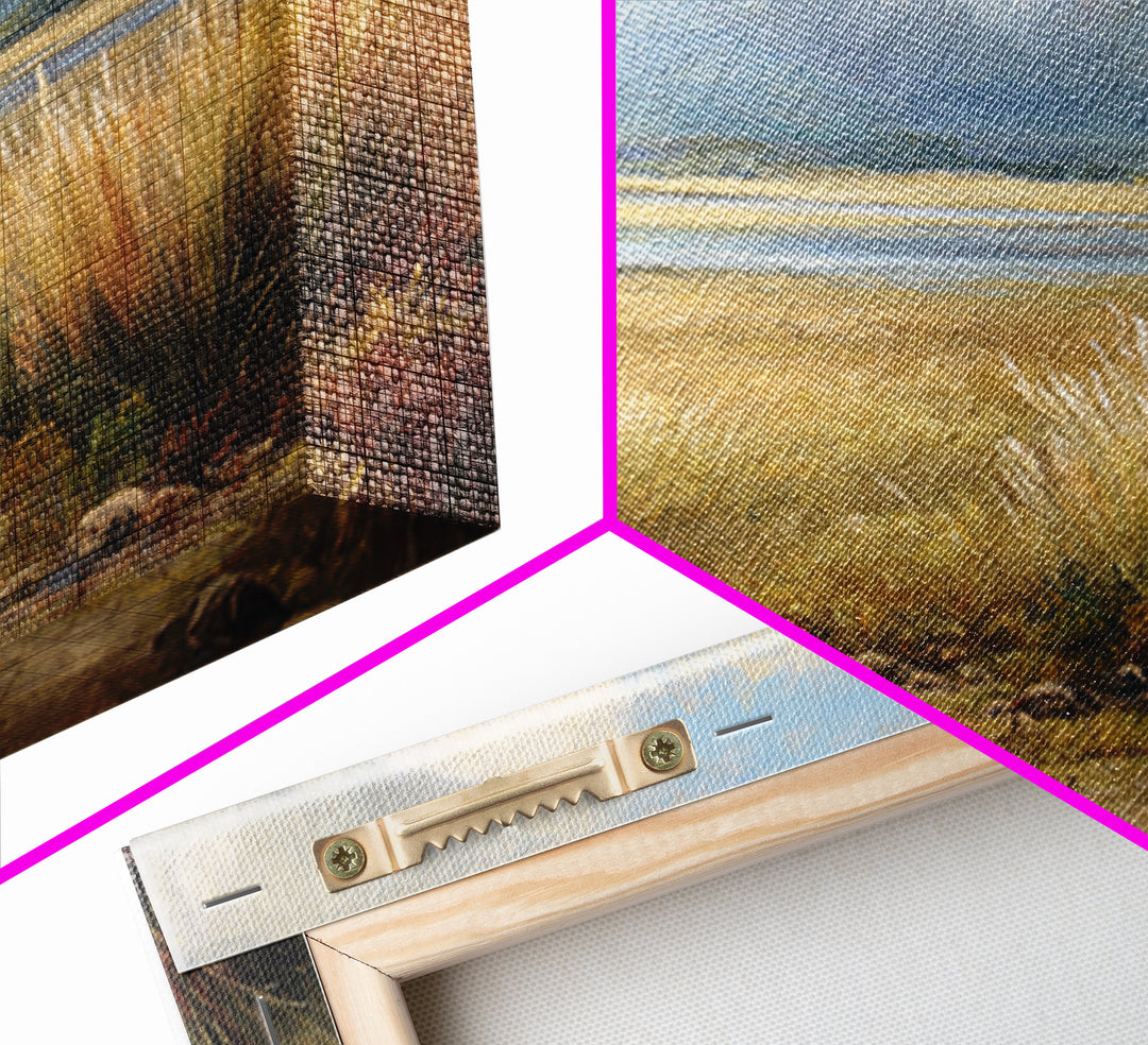 Quiet Mountain Scene Framed Canvas Print, Art, Canvas Wall Art, Living Room Decor, Fine Art, Boho Wall Art, Pink Wall Art, ART-3x2-45