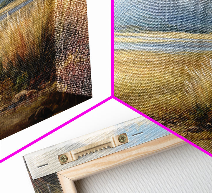 Quiet Mountain Scene Framed Canvas Print, Art, Canvas Wall Art, Living Room Decor, Fine Art, Boho Wall Art, Pink Wall Art, ART-3x2-45