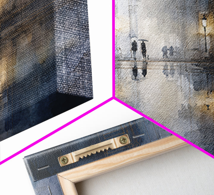 Moody City Scene Reflected Canvas Print, Art, Metal Wall Art, Living Room Decor, Fine Art, Textured Wall Art, ART-3x2-62