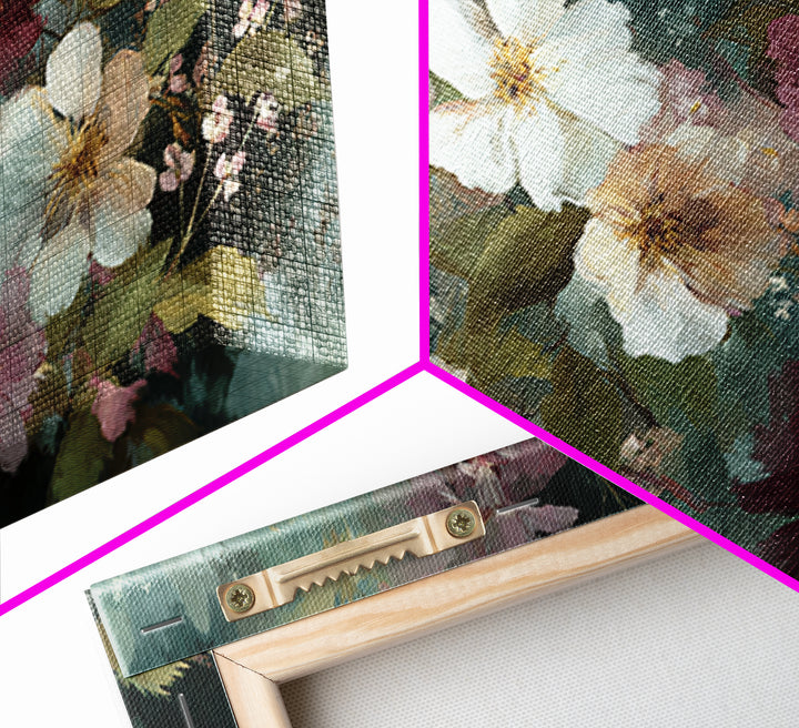 Painterly Meadow with Loose Impressionist Flowers Canvas Print, Art, Pink Wall Art, Living Room Decor, Watercolor Art, ART-3x2-67