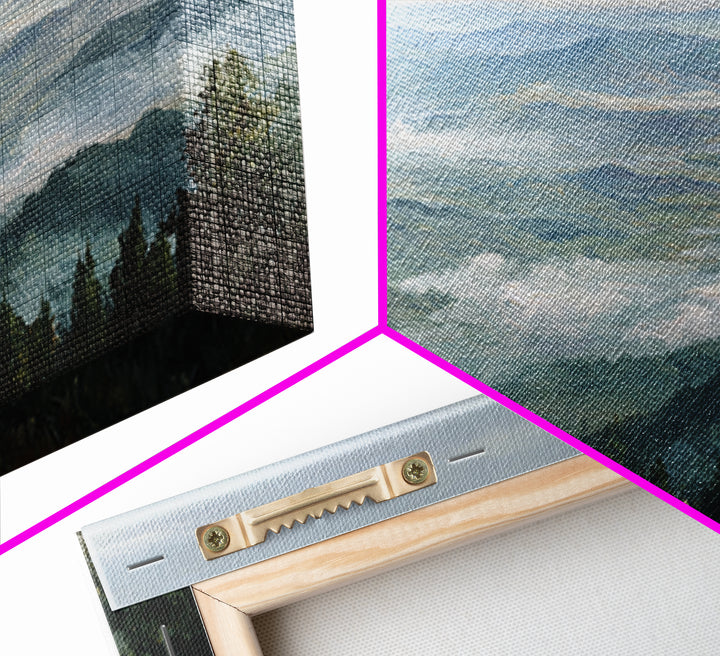 Quiet Mountain Scene Framed Canvas Print, Art, Canvas Wall Art, Living Room Decor, Fine Art, Boho Wall Art, Pink Wall Art, ART-3x2-69