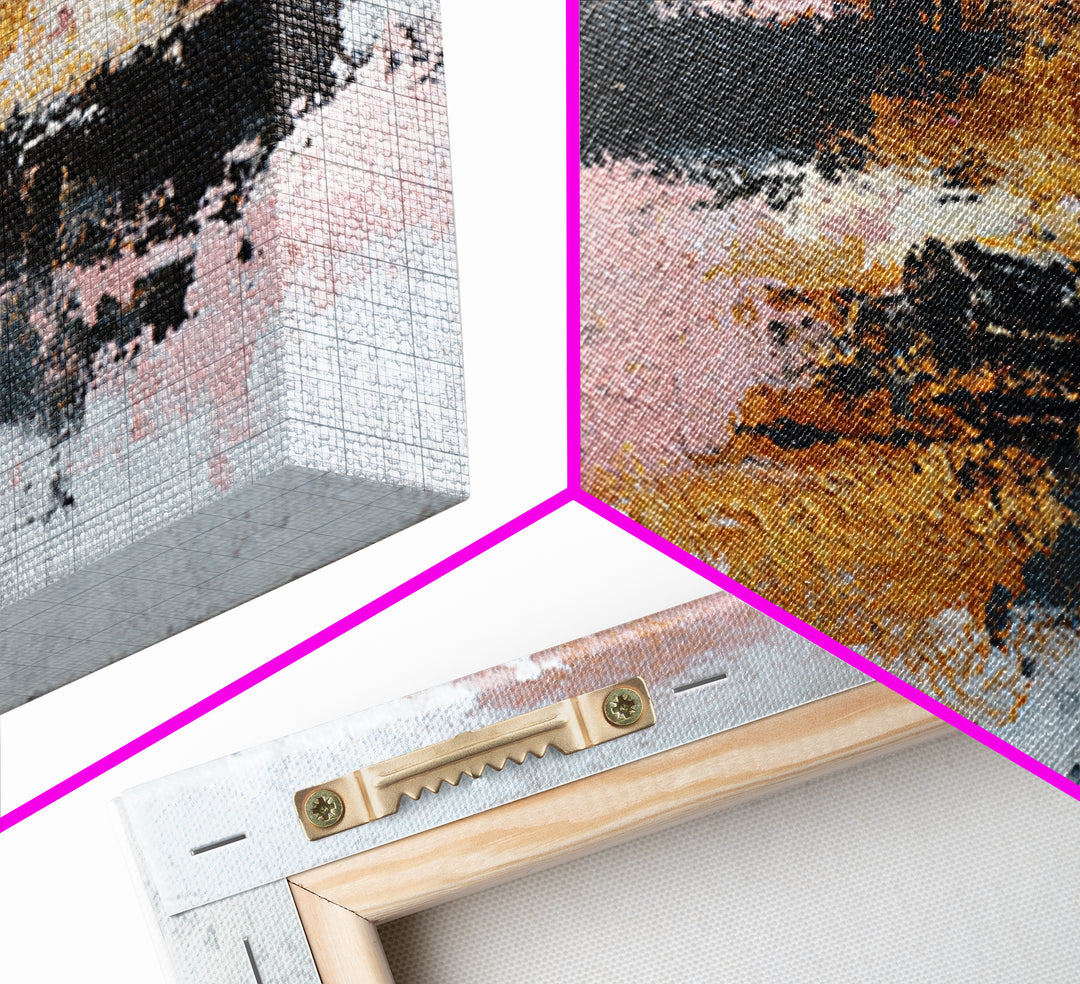 Contemporary Abstract with Layered Pigments and Energetic Framed Canvas Print, Art, Abstract Art, Living Room Decor, ART-3x2-78