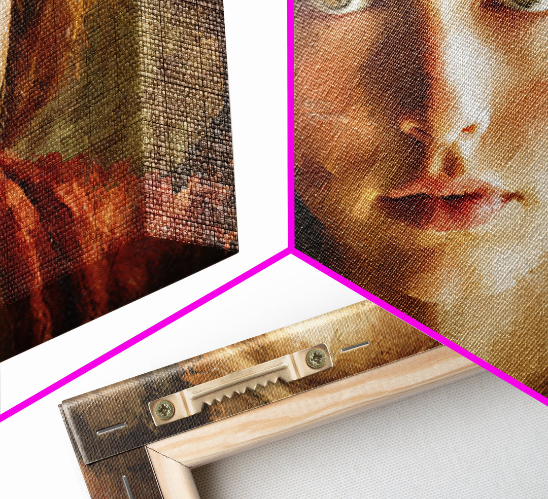 Expressive Portrait with Dramatic Light and Textured Framed Canvas Print, Art, Art Prints, Living Room Decor, Fine Art, ART-3x2-8
