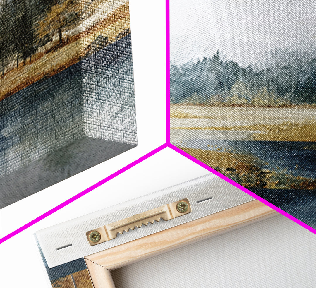 Modern Scandinavian Forest Framed Canvas Print, Above Sofa Art, Bauhaus Print, Living Room Decor, Oil Painting, Statement, ASA-1x1-63
