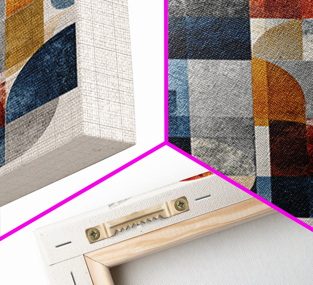 Bold Mid Century Geometric Forms Canvas Print, Above Sofa Art, Japandi Wall Art, Living Room Decor, Abstract Art, Statement, ASA-1x1-76