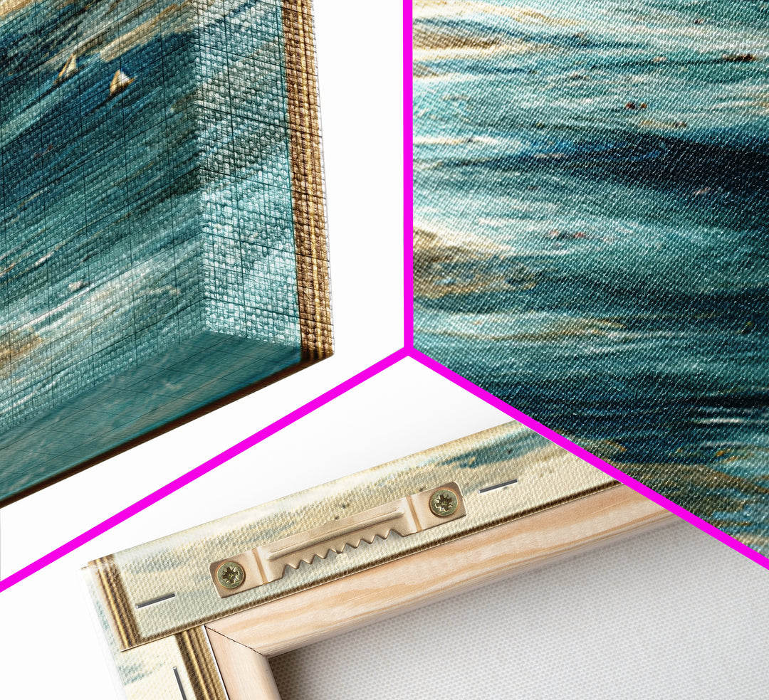 Panoramic Coastal Shoreline from an Aerial View Canvas Print, Above Sofa Art, Statement Artwork, Living Room Decor, Statement, ASA-1x3-15