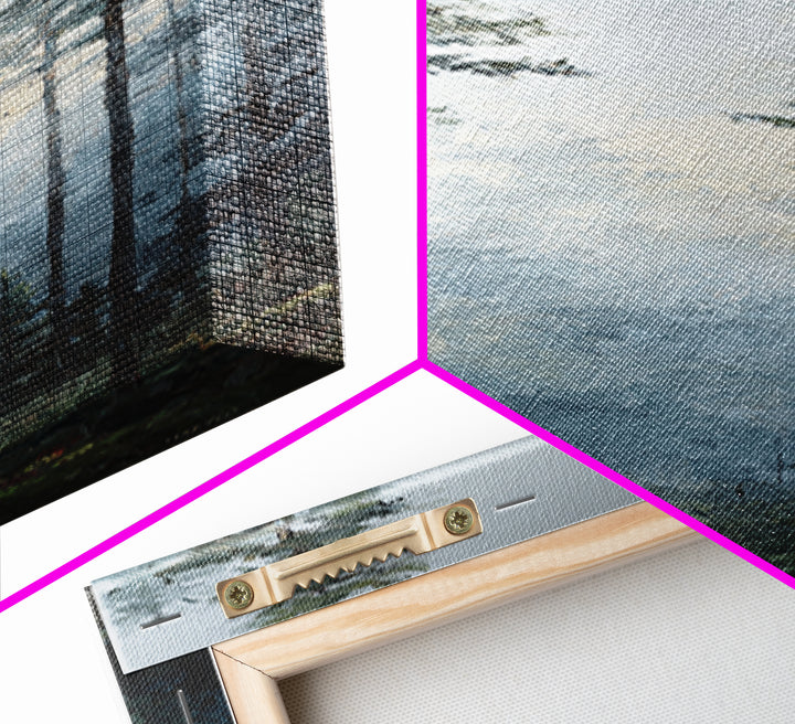 Modern Scandinavian Forest Framed Canvas Print, Above Sofa Art, Neutral Decor, Living Room Decor, Fine Art, Statement, ASA-1x3-3