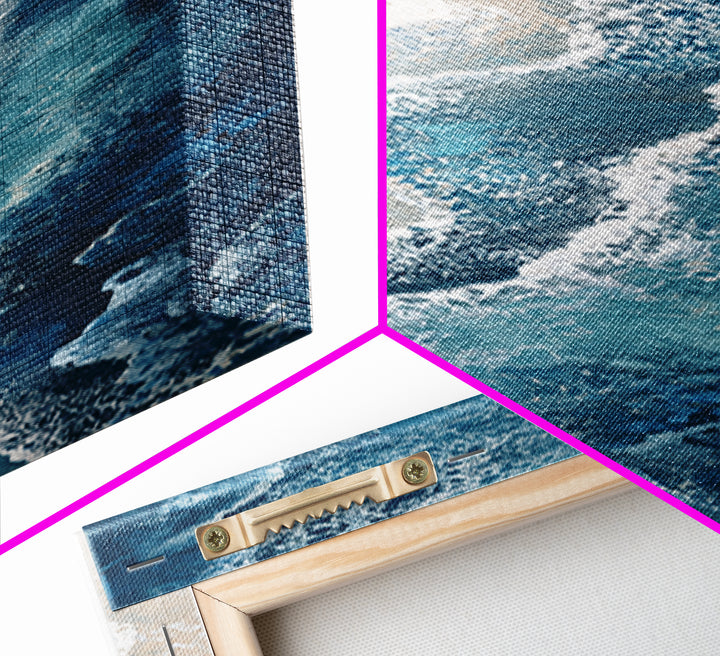 Panoramic Coastal Shoreline from an Aerial View Canvas Print, Above Sofa Art, Textured Painting, Living Room Decor, Statement, ASA-1x3-39
