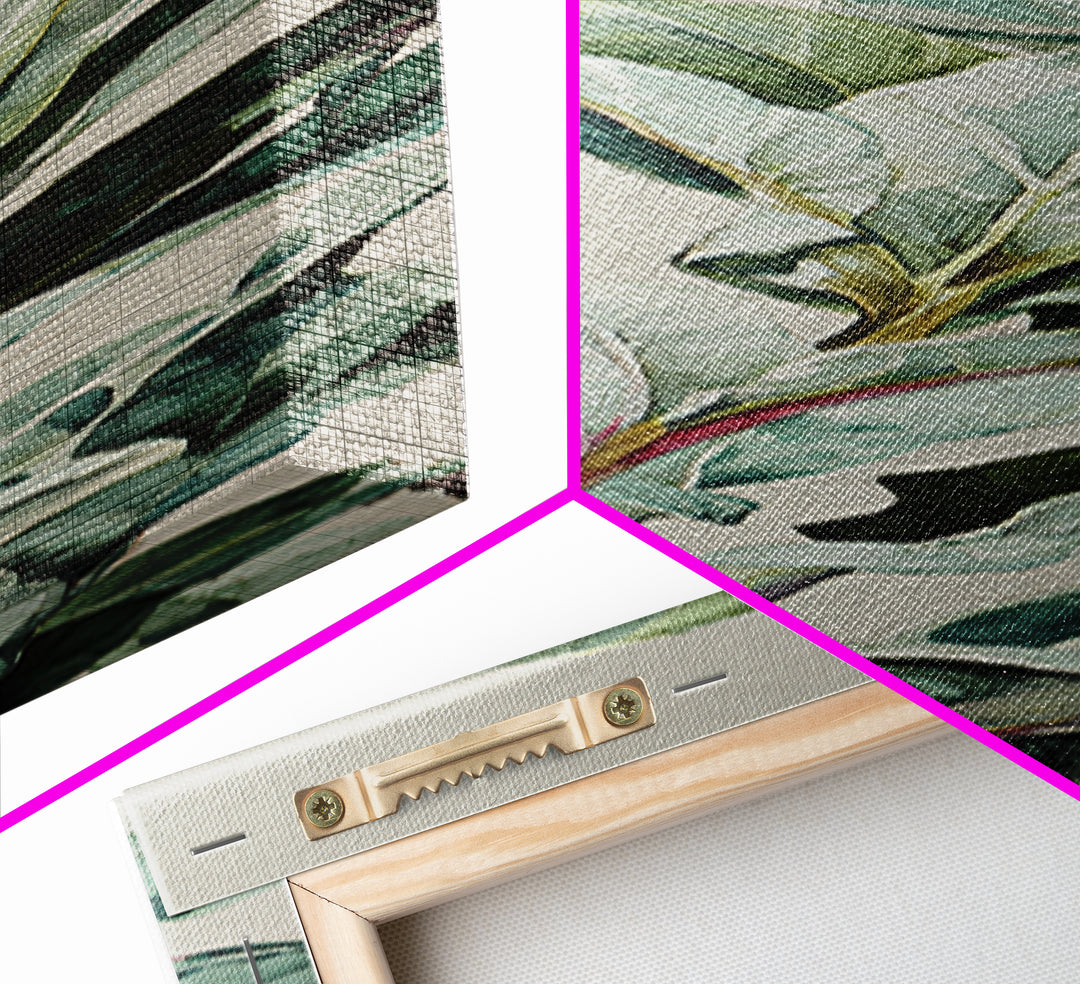 Large Botanical Leaves Canvas Print, Above Sofa Art, Modern Art, Living Room Decor, Fine Art, Statement, Art Print, ASA-1x3-57