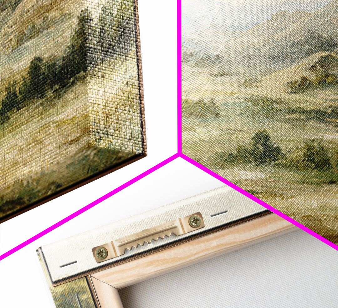 Sunlit Rolling Hills Framed Canvas Print, Above Sofa Art, Boho Decor, Living Room Decor, Fine Art, Statement, Large Wall Art, ASA-2x1-13