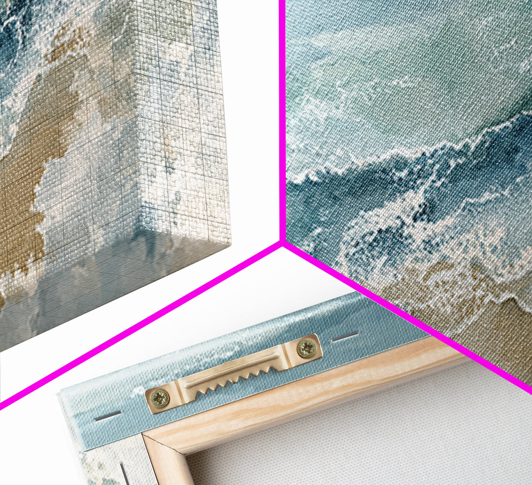 Panoramic Coastal Shoreline from an Aerial View Canvas Print, Above Sofa Art, Mid Century Modern, Living Room Decor, Statement, ASA-2x1-23