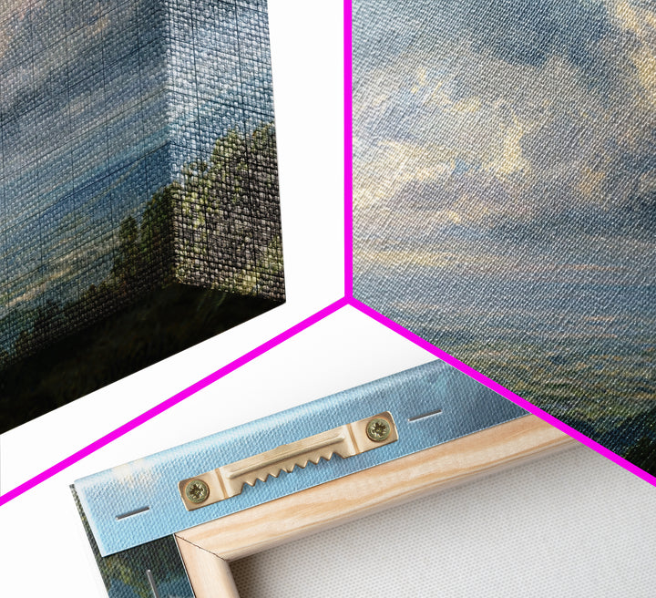 Dramatic Cloudscape over a Distant Valley Framed Canvas Print, Above Sofa Art, Living Room Decor, Oil Painting, Statement, ASA-2x1-25