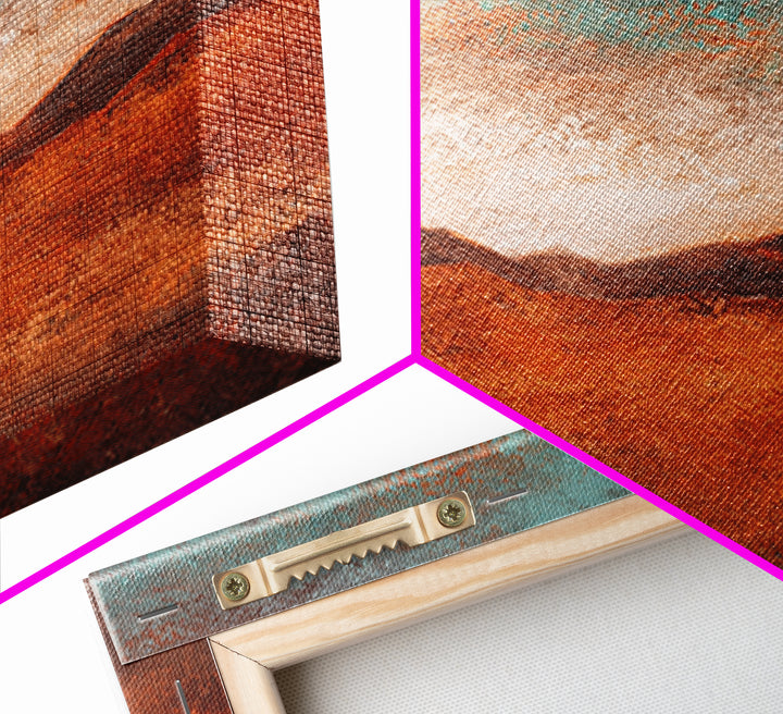 Abstract Canyon Landscape Framed Canvas Print, Above Sofa Art, Living Room Decor, Oil Painting, Statement 103, Set of Prints, ASA-2x1-3