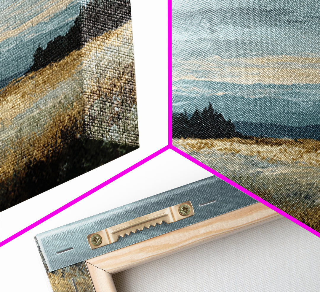 Wide Olive and Beige Meadow Panorama Framed Canvas Print, Above Sofa Art, Modern Decor, Living Room Decor, Oil Painting, ASA-2x1-30