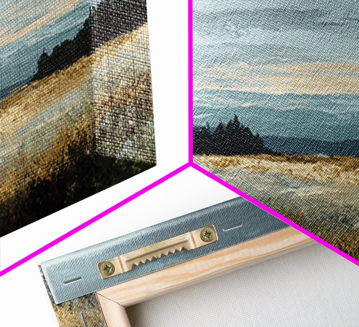 Wide Olive and Beige Meadow Panorama Framed Canvas Print, Above Sofa Art, Modern Decor, Living Room Decor, Oil Painting, ASA-2x1-30