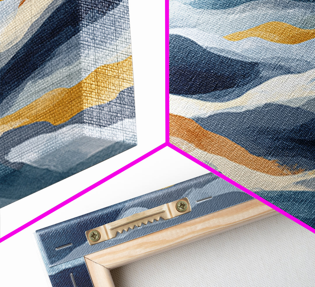 Bold Navy and Ivory Abstract Brushwork Canvas Print, Above Sofa Art, Botanical Wall Art, Living Room Decor, Statement, ASA-2x1-38