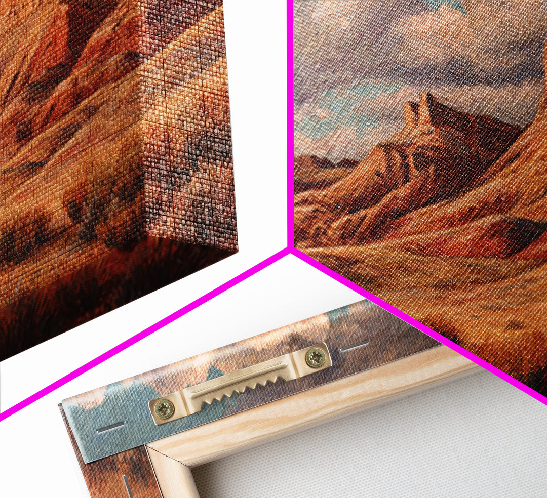 Desert Mesa Panorama Framed Canvas Print, Above Sofa Art, Wall Art, Living Room Decor, Fine Art, Statement, Horizontal Wall Art, ASA-2x1-40