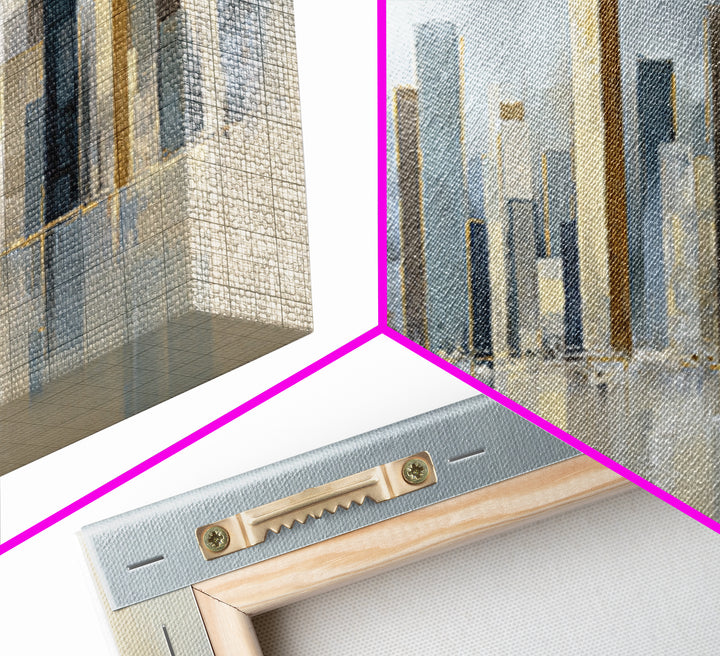 Quiet City Skyline Reduced to Elegant Shapes Canvas Print, Above Sofa Art, Gallery Decor, Living Room Decor, Statement, ASA-2x1-42