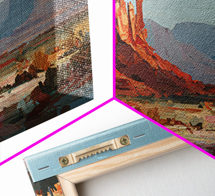 Abstract Canyon Landscape Framed Canvas Print, Above Sofa Art, Abstract Wall Art, Living Room Decor, Watercolor Art, Statement, ASA-2x1-51
