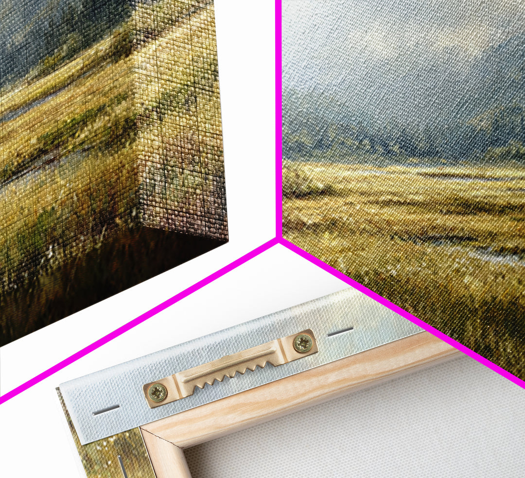 Wide Olive and Beige Meadow Panorama Framed Canvas Print, Above Sofa Art, Modern Decor, Living Room Decor, Oil Painting, ASA-2x1-6