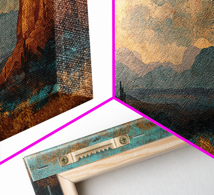 Desert Mesa Panorama Canvas Print, Above Sofa Art, Canvas Wall Art, Living Room Decor, Oil Painting, Statement, ASA-2x1-64
