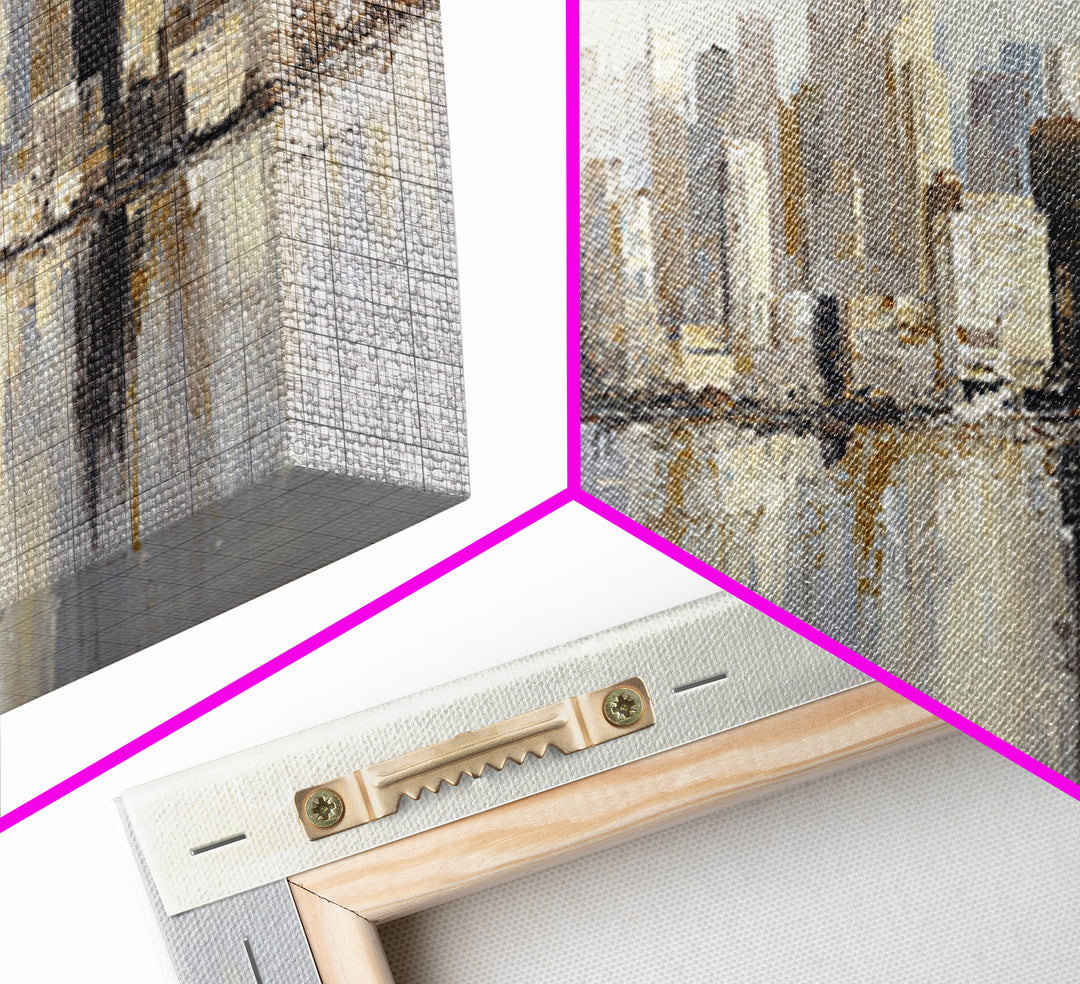 Quiet City Skyline Reduced to Elegant Shapes Canvas Print, Above Sofa Art, Boho Decor, Living Room Decor, Abstract Art, ASA-2x1-66