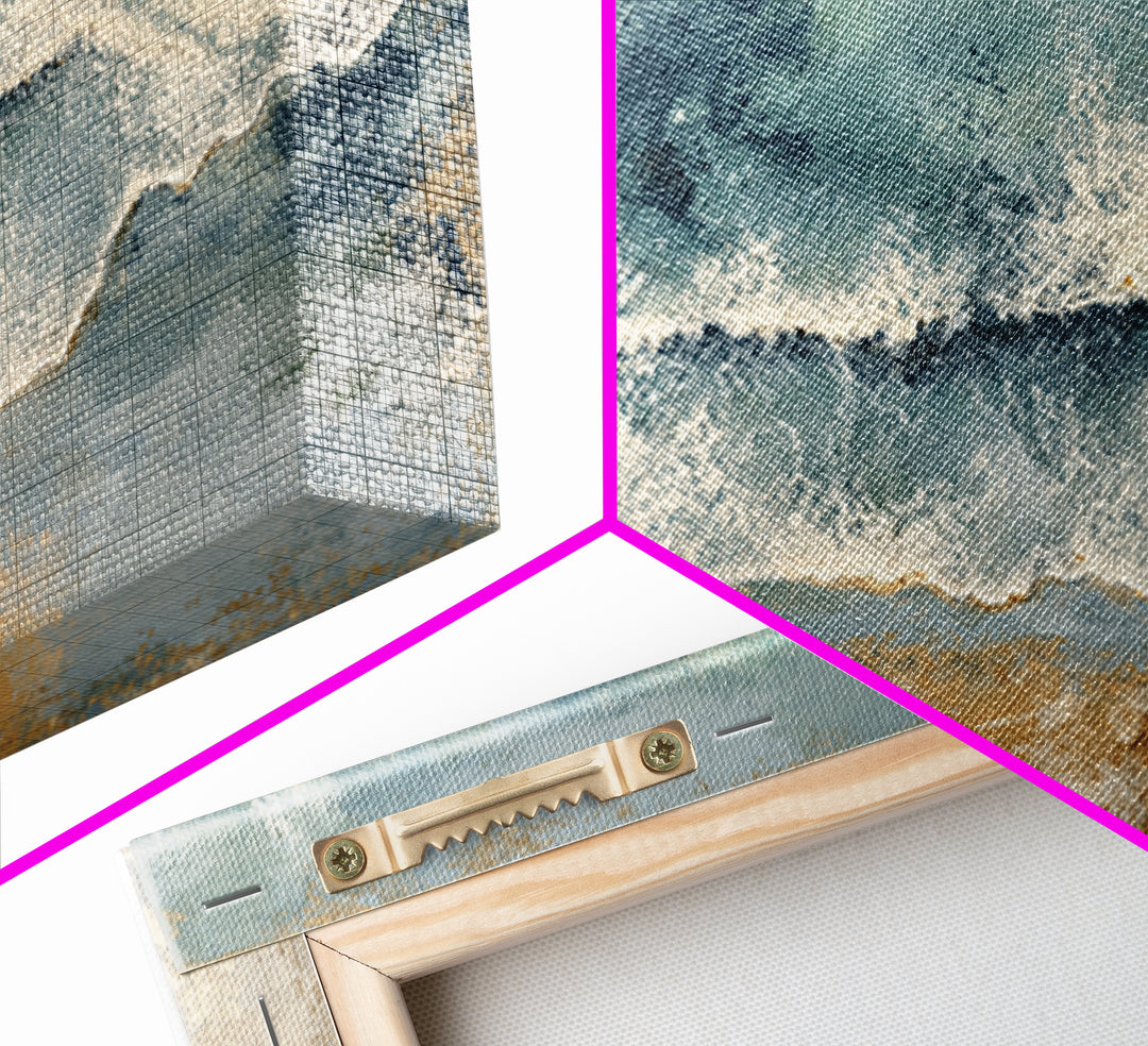 Panoramic Coastal Shoreline from an Aerial View Canvas Print, Above Sofa Art, 3 Piece Wall Art, Living Room Decor, Statement, ASA-2x1-71