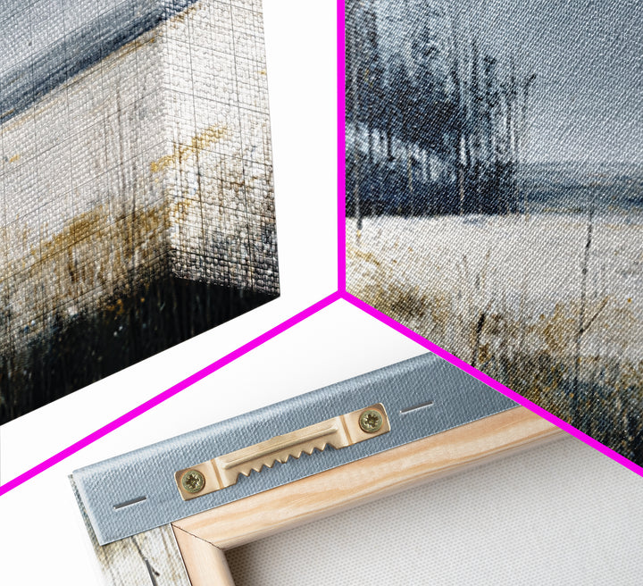 Modern Scandinavian Forest Framed Canvas Print, Above Sofa Art, Room Decor, Living Room Decor, Oil Painting, Statement, ASA-2x1-83
