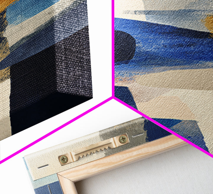 Bold Navy and Ivory Abstract Brushwork Framed Canvas Print, Above Sofa Art, Gallery Decor, Living Room Decor, Statement, ASA-2x3-26