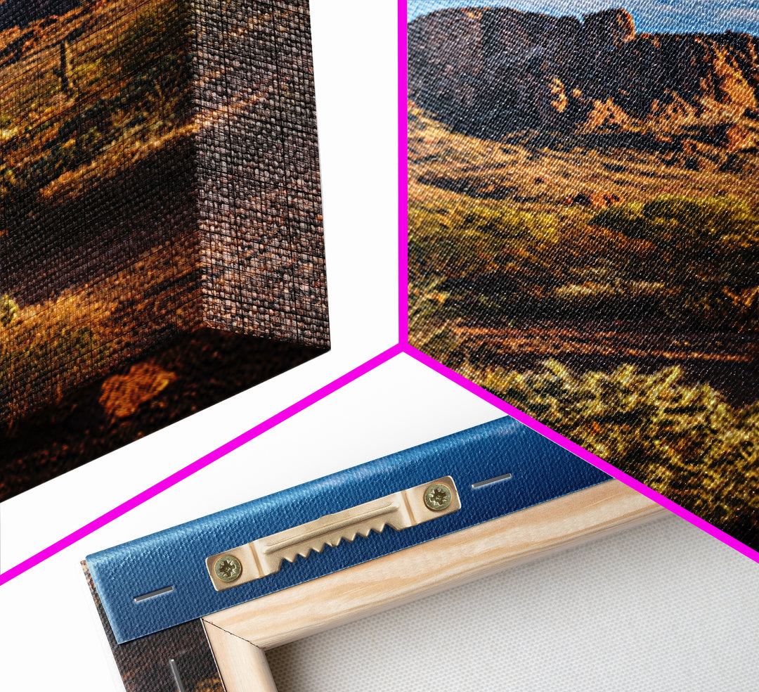 Desert Mesa Panorama Framed Canvas Print, Above Sofa Art, Bauhaus Print, Living Room Decor, Fine Art, Statement, ASA-2x3-52