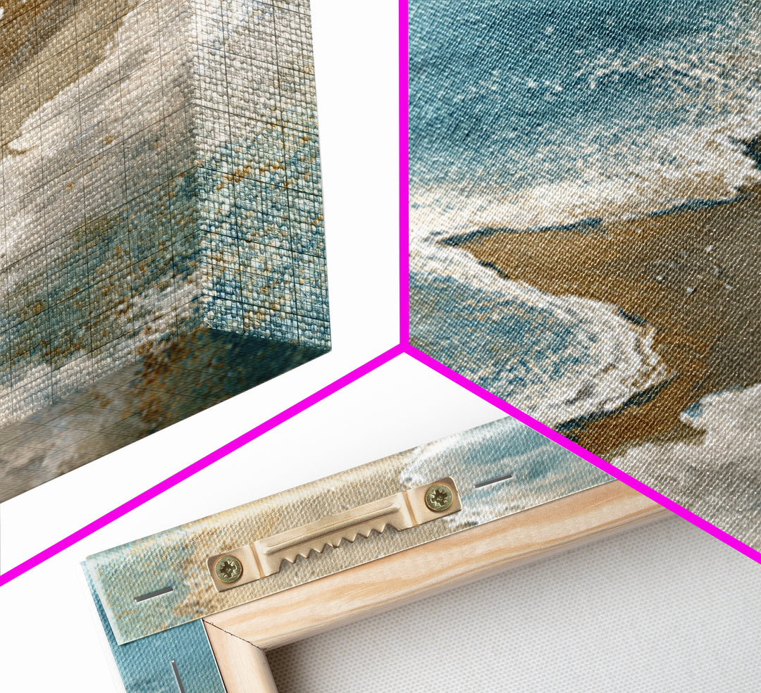 Panoramic Coastal Shoreline from an Aerial View Framed Canvas Print, Above Sofa Art, Boho Decor, Living Room Decor, Statement, ASA-2x3-59