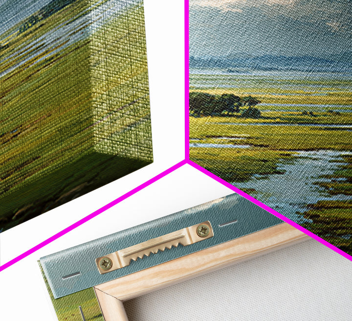 Wide Olive and Beige Meadow Panorama Framed Canvas Print, Above Sofa Art, Living Room Decor, Oil Painting, Statement, ASA-2x3-90