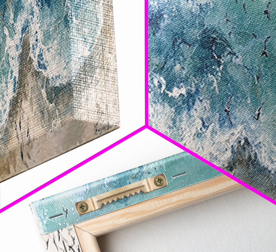 Panoramic Coastal Shoreline from an Aerial View Canvas Print, Above Sofa Art, Wall Decor, Living Room Decor, Statement, ASA-3x1-19
