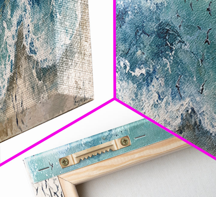Panoramic Coastal Shoreline from an Aerial View Canvas Print, Above Sofa Art, Wall Decor, Living Room Decor, Statement, ASA-3x1-19
