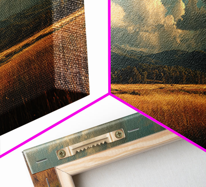 Wide Olive and Beige Meadow Panorama Framed Canvas Print, Above Sofa Art, Wall Art, Living Room Decor, Fine Art, Statement, ASA-3x1-2