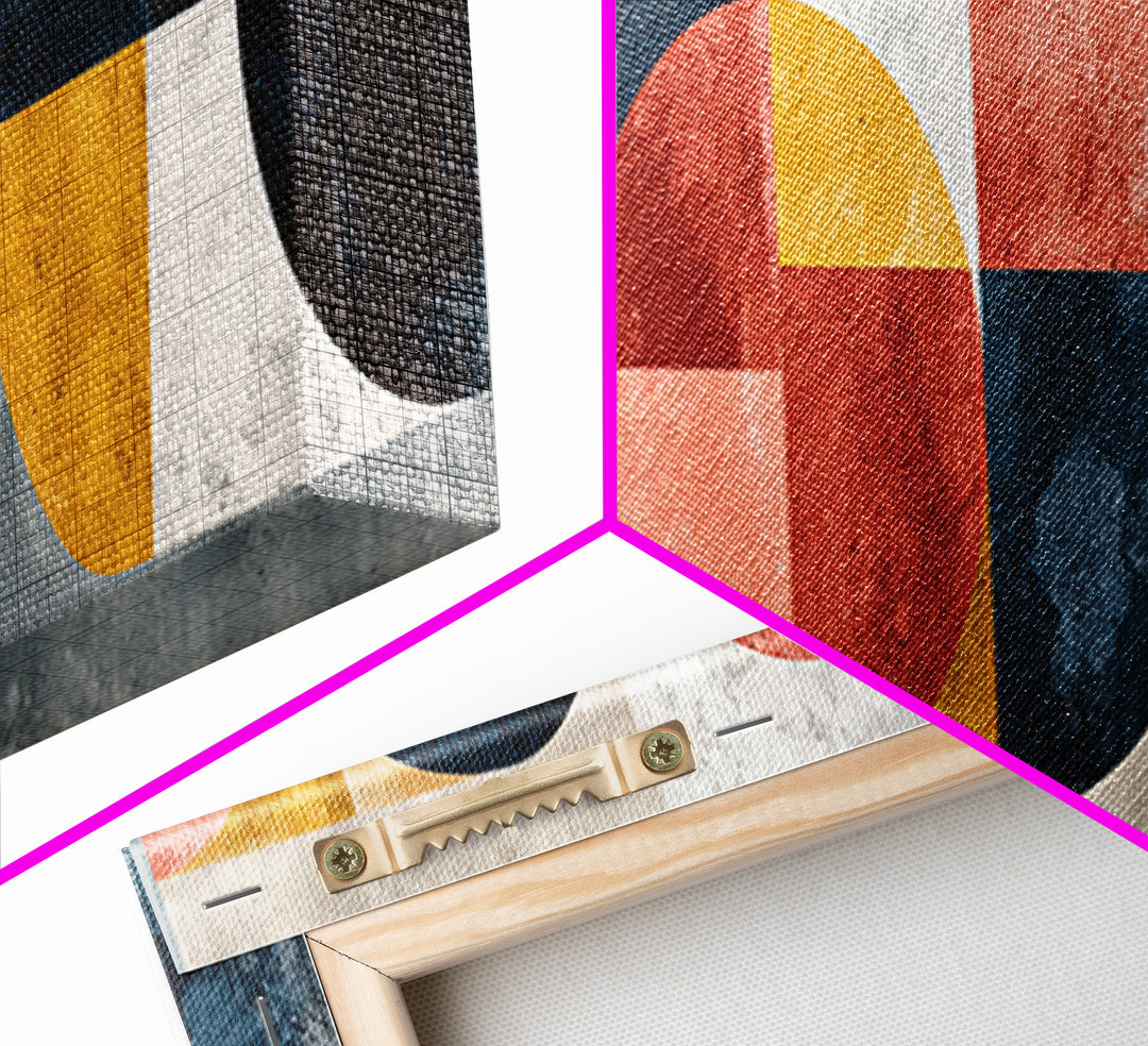 Bold Mid Century Geometric Forms Canvas Print, Above Sofa Art, Floral Wall Art, Living Room Decor, Fine Art, Statement, ASA-3x1-20